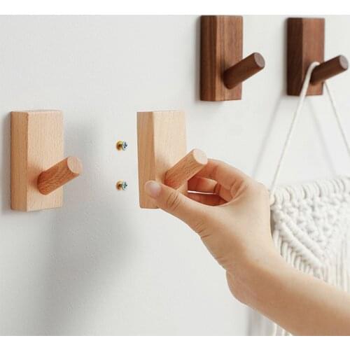 5Pcs Creative Wood Hook Coat Bag Key Hooks Screws Clothes Hanger Nordic Home Decorative Hat Scarf Handbag Storage Hanger Rack