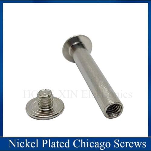 5pcs M5*35/40/45/50/60 Nickel Plated Chicago Screws, Snap Rivet Books Butt Screw, Photo Album Binding Screw