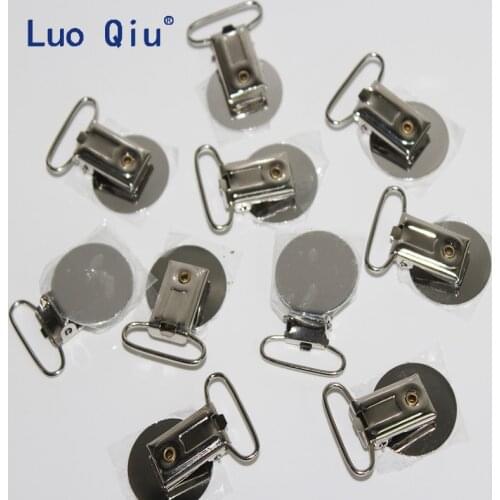 50 pcs/lot 1'' 25mm Round Top Metal Sliver Baby Dummy Pacifier Clips Garment Enamel Round Shape Suspender Clips Holders