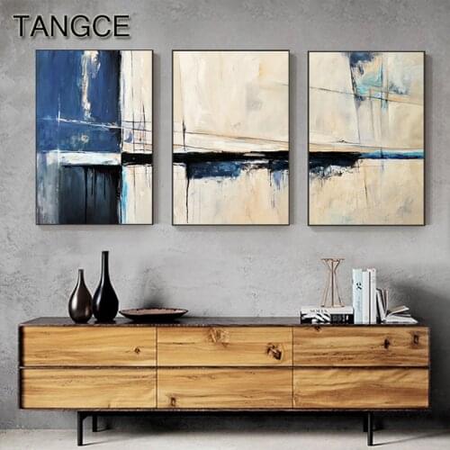 Abstract Blue White Art Canvas Painting Fashion Simple Posters and Prints Ins Style Wall Pictures for Living Room Tableau Salon