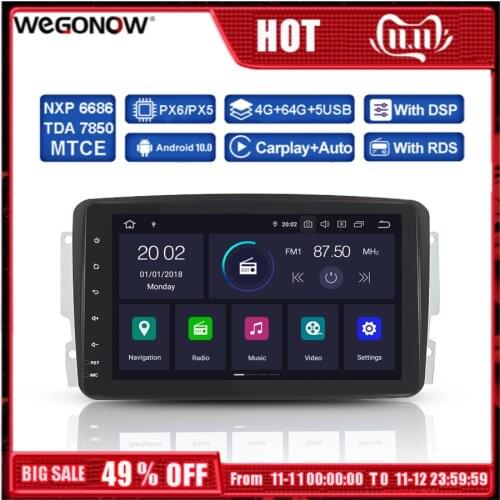 DSP PX6 IPS Android 10 6Core 4GB 64GB Car DVD Player GPS map RDS Radio Wifi Bluetooth For Benz W209 W463 W210 Vito Viano