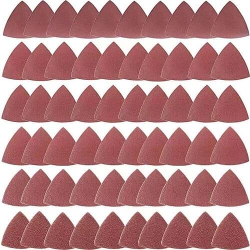 60PCS/30PCS Triangular Sandpaper Hook & Loop Triangle Sanding Sheets Fit 3-1/8 Inch Oscillating Multi Tool Sanding Pad