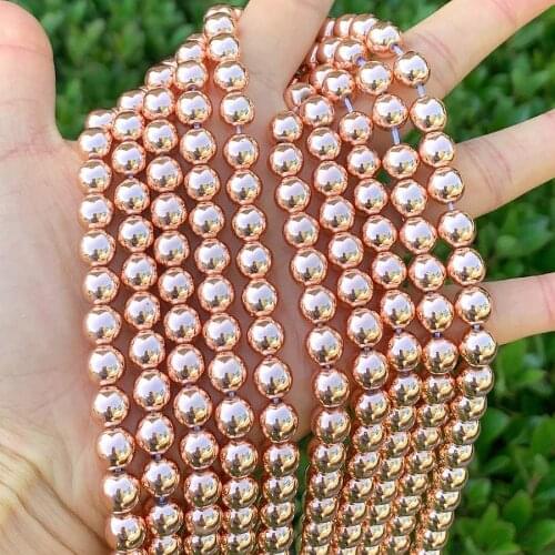 Natural Stone Beads Rose Gold Hematite Round Loose Beads For Jewelry Making 15 inches 4/6/8/10mm Diy Jewelry