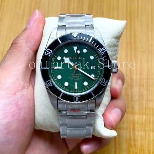 CORGEUT 41MM Mens Automatic Mechanical Watch Blue Dial Japan Seik NH35 Miyota Seagul316L Sapphire Calendar Waterproof Male Clock