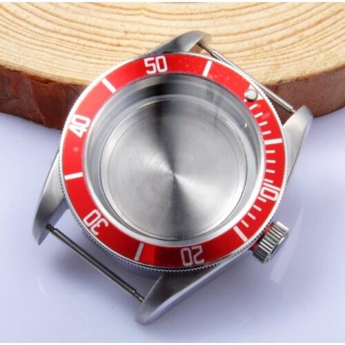 41mm red bezel sapphire Case fit Miyota8205/8215,ETA 2836/2824 Mingzhu 2813