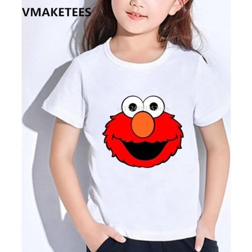Kids Summer Short Sleeve Girls & Boys T shirt The Sesame Street Elmo Cartoon Print Childrens T-shirt Funny Baby Clothes