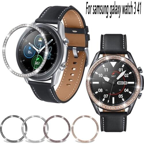 Diamond bling Ring for Samsung Galaxy Watch 3 41 Stainless Steel Bezel Adhesive Case High Quality Protection ring Anti-collision