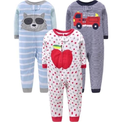 Newborn Infant Baby Rompers 2021 Spring Babe Girl Clothes Long Sleeve Cotton Baseball Cartoon Footed Jumpsuit Baby Pajamas