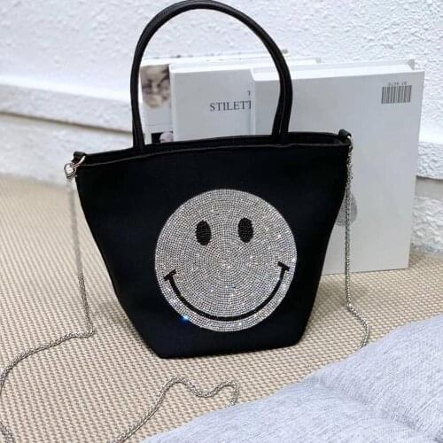 Xianjian Korean Fashion Cartoon Purse Handbags with crystal rhinestone smile face