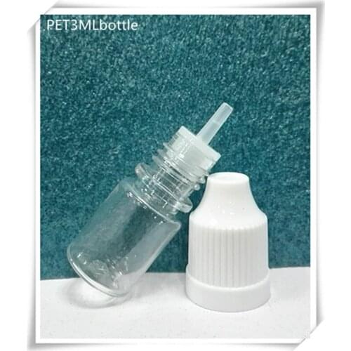 Samll bottle 3ml mini bottle for sample use,PET bottle long thin tip childproof cap 3000pcs/lot