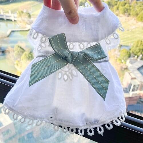 Cute Puppy Dog Clothes Princess Dress Fashion Cotton Bow-knot Chihuahua Pet Dog Dresses Party Clothing Yorkshire Poodle Skirts