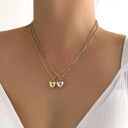 Trendy Simple Gold Silver Color Thin Clavicle Chain Girls Necklaces Classic Fashion Metal Heart Necklace Pendant For Women Gifts