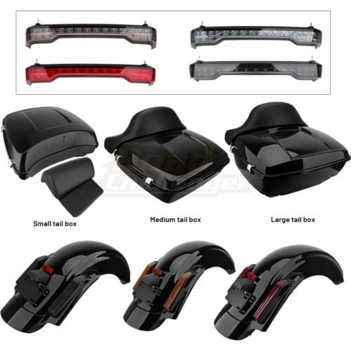 Motorcycle LED CVO Style Rear Fender System Tour-Pak Tail Light King Chopped Backrest Pad For Harley Touring Street Glide 14-20