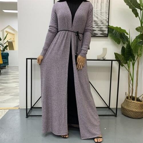 Muslim Dress Muslim Fashion Middle East Eid Duabi Abaya Turkey Robe Muslim Women Long Sleeve Knitted Sweater Coat Robe Donsignet