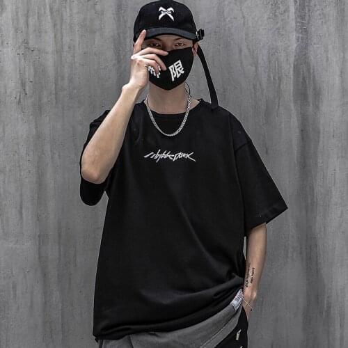 Men Reflective Japanese Streetwear T-Shirt 2021 Fashion Cotton Tops Tees