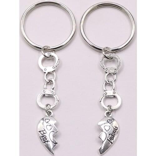 Set of 2 best friends in Crime Keychain, Handcuff Keychain, 2 Keychain Set
