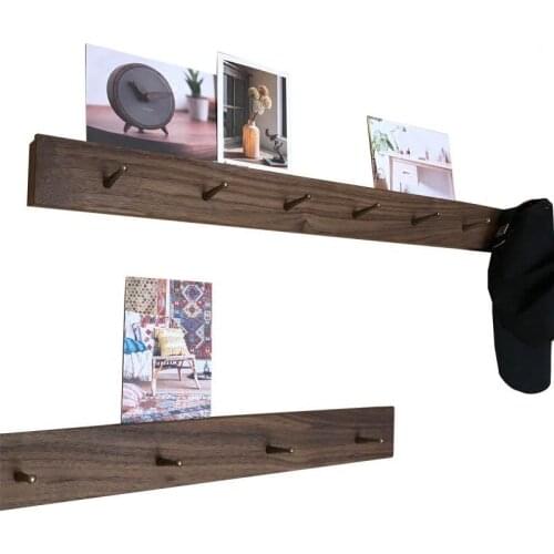 Walnut Brass wall hook Solid wood coat rack Hang clothes hook Bedroom sitting room Study wall hanging