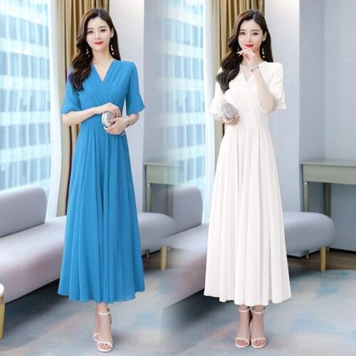 Real-life chiffon dress girl 2021 new summer super fairy sexy show thin big swing flowing beach holiday dress