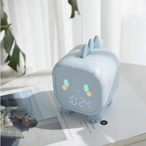 New Dinosaur Alarm Clock Smart Digital Clock Creative Silicone Led Lights USB Charging Sleeping Timing Multifunction Desk Clock
