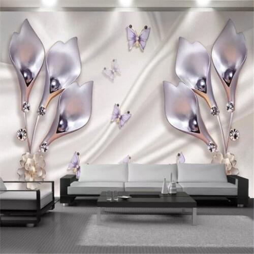 Purple Pearl Calla Lily 3d Wallpaper Modern Flower Mural 3d Wall Paper Romantic Flower Decorative Luxury Silk 3d Wallpaper