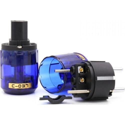 Oyaide P-037E / C-037 Schuko Europe EU Power Plug Rhodium Plated IECaudio connector male female plug high fidelity