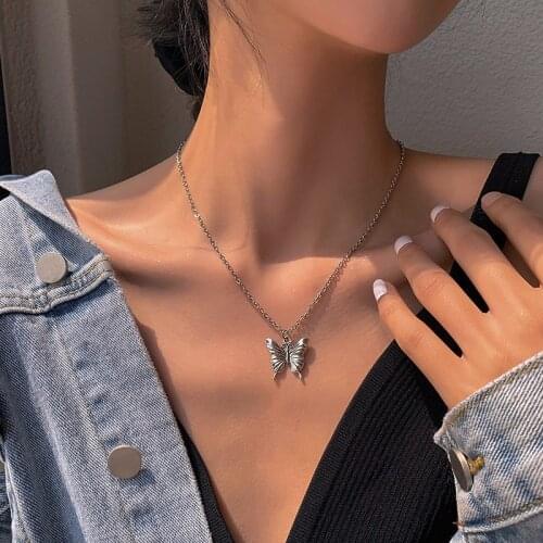Choker Necklace Cute Animal Butterfly Chain Necklace For Women Silver Color Clavicle Chain 2020 Fashion Female Choker Jewelry
