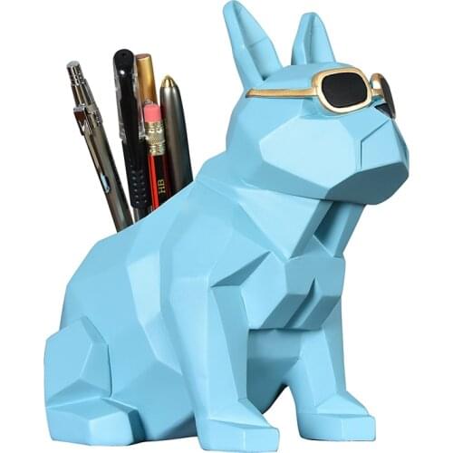 FRENCH BULLDOG PENCIL VASE FIGURINE DOG ANIMAL PEN HOLDER STATUES ART SCULPTURE RESIN CRAFTS HOME DESKTOP DECORATION OFFICE R520