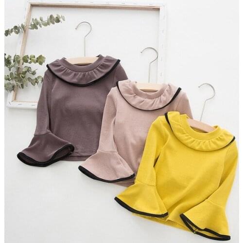 Girls Shirts Cotton Bell Sleeve Tops for Girls Kids Clothing Autumn 2019 Child Long Sleeve Shirt Fashion Toddler Baby Shirts New