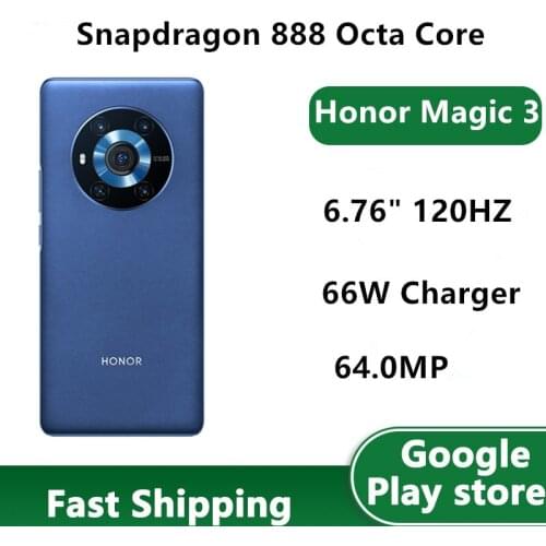 In Stock Honor Magic 3 5G Smart Phone 64.0MP Rear Camera 6.76" 120HZ Full Screen 66W Charger Snapdragon 888 OTA NFC Dual Sim
