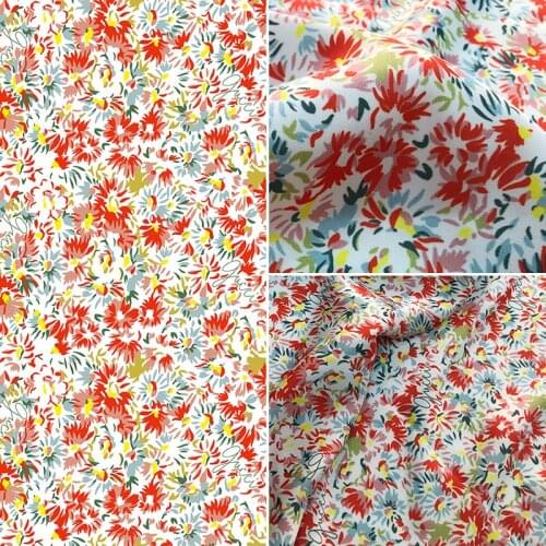 Spring /Summer 2021 New European and American Brand Red Flower Stretch Satin Custom-Made Clothes Printed Fabric