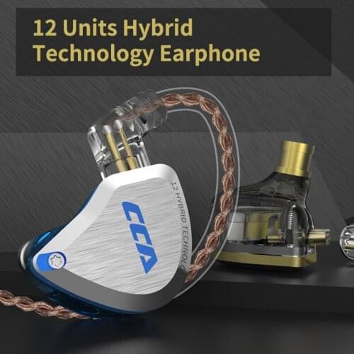 CCA Hybrid Metal Headset HIFI Bass Earbuds C12 5BA+1DD In Ear Noise Cancelling Earphones