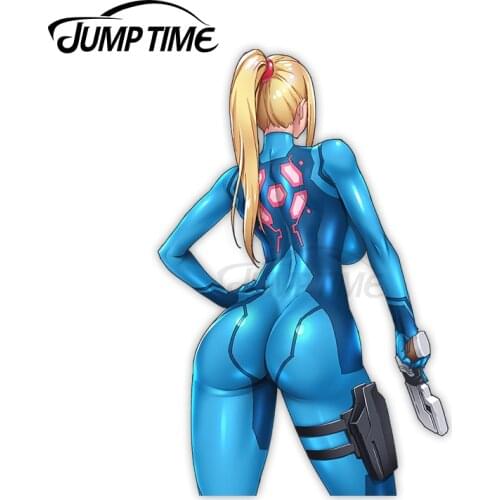 Jump Time 13 x 7.2cm For Metroid Samus Aran Bumper Car Decal Motorcycle Car Stickers Refrigerator Decoration Scratch-Proof