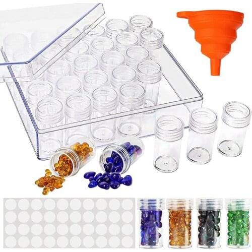 Embroidery Diamond Storage Box,30 Slots Clear Plastic Bead Containers For Jewelry Painting DIY Art Craft Rhinestones