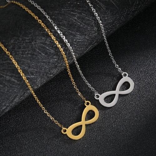 YWSHK 316L Stainless Steel Infinity Pendant Necklace High Polished for Women Girls Wedding Engagement Bijoux Jewelry Wholesale