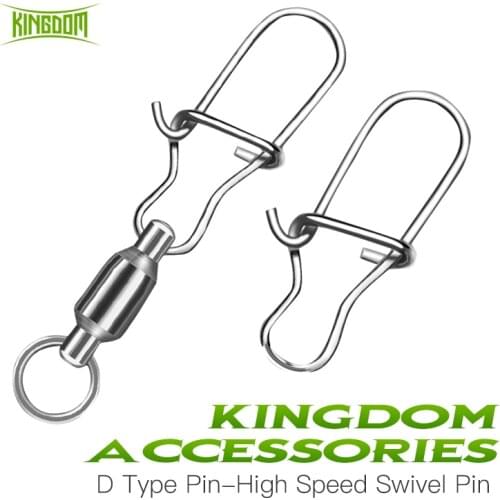 Kingdom Hooked Snap Pin Stainless Steel Fishing Swivel Safety Snaps Hook Lure Accessories Connector Snap Pesca Fishing Tackle