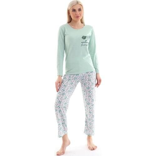 Womens Water Green Rose Pattern Pajamas set