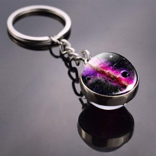1Pc Solar System Planet Keychain Fashion Double Side Cabochon Glass Ball Keychain Jewelry for Men for Women Birthday Gift