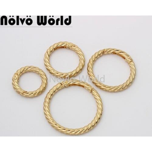 10-50pieces 4 sizes satin gold 5.0mm line 19 25 32 39mm spring rings for chain bag o ring decoration purse hardware