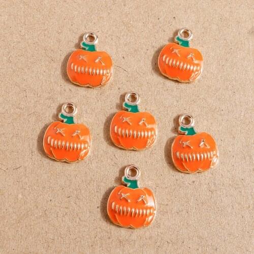 10pcs 12*15mm Alloy Enamel Halloween Pumpkin Charms Pendants for Jewelry Making DIY Necklaces Earrings Bracelets Crafts Ornament