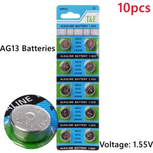 10Pcs AG13 A76 LR44 357A S76E G13 Button Coin Shaped Cell Battery 1.55V Alkaline Button Batteries