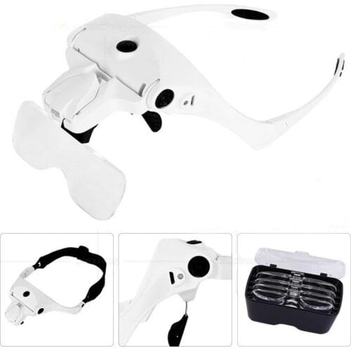 1X 1.5X 2X 2.5X 3.5X USB Rechargeable LED Illluminated Magnifier Head Wearing Glasses Style Helmet Spectacle Magnifying Glass