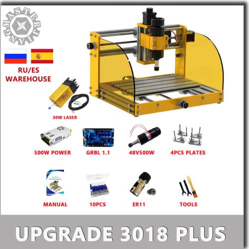 2 Versions CNC 3018 Plus Metal Frame Engraver GRBL DIY Pcb Milling Machine with Nema17 Stepper 52mm 300/500W Spindle Carve Metal