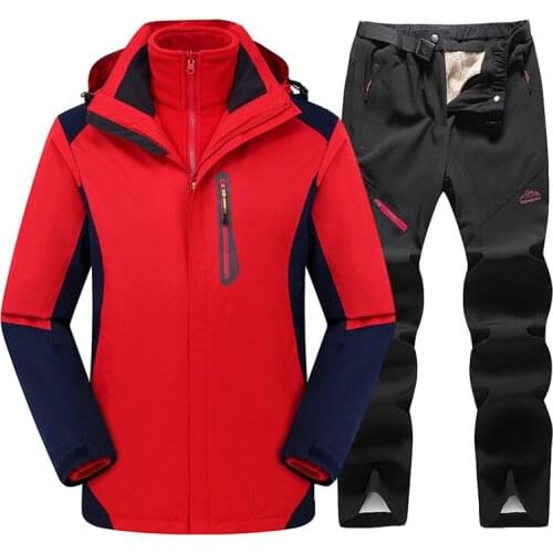 2021 New Winter Thick Warm Ski Suit For Women Outdoor Ski Hiking Jacket Pants Windproof Waterproof Ski Snowboard Coats Suit