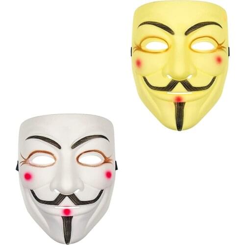 2x Classic V for Vendetta Hacker Mask Cosplay Anonymous Guy Fawkes Halloween Christmas Party Gift for Adult Kid Film Theme Mask