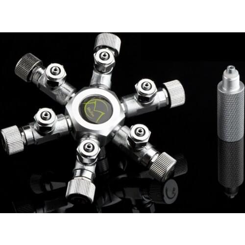 Aquarium DIY co2 Splitter Regulator Valve Distributor with Multi Way Outlets Aluminum Alloy for Aquarium Plant CO2 Tank
