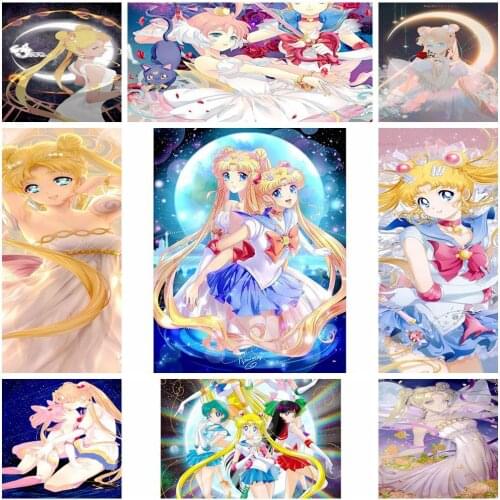 Uone Diamond Painting 5d DIY Cross Stitch Cartoon Cute Anime Girl Mosaic Embroidery Rhinestone Kids Adult Home Office Decor Gift