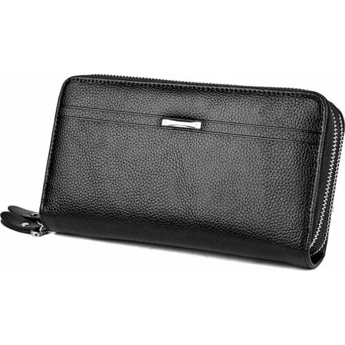 Large Business Clutch Wallets Mens Long Wallet Brand Double Zipper Cell Phone Handbag Travel Long Card Holder Coin Purse 2021