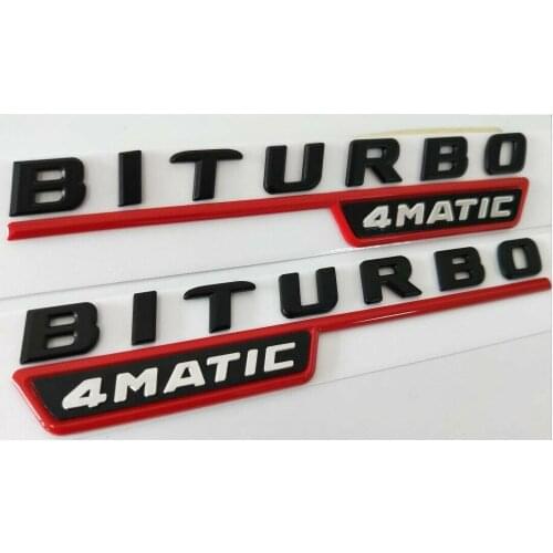 Black Red BITURBO 4MATIC Letters Fender Badges Emblems for Mercedes