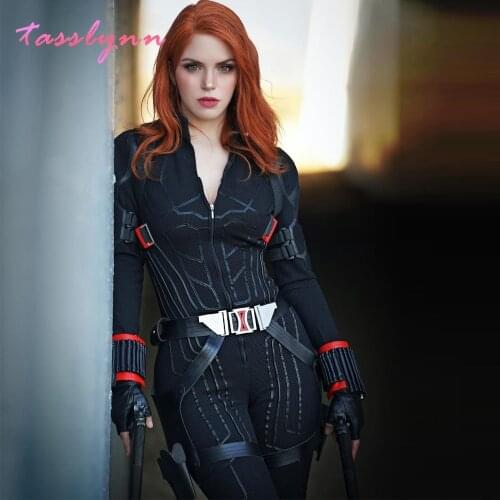 Black Women Cosplay Costume Widow Carnival Halloween Outfit Cosplay Natasha Romanoff Jumpsuit Fancy Accessories Boots Anime