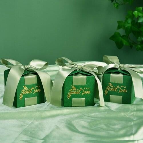 Sen Department Green Creative Square candy box wedding favor chocolate box party supplies box christmas gift box baby shower
